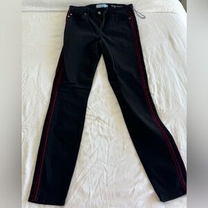 7 For All Mankind Black Jeans with Red Side Stripes